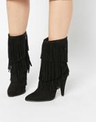 Asos Easy Going Pointed Fringed Ankle Boots - Black