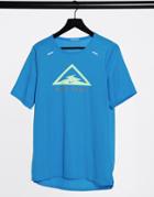 Nike Running Trail Logo Rise 365 T-shirt In Blue-blues