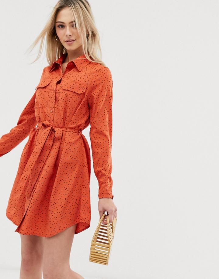Brave Soul Alexia Shirt Dress In Heart Print