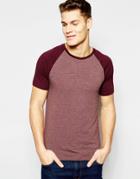 Asos Muscle T-shirt With Contrast Raglan Sleeves - Brown