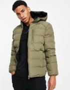 Topman Quilted Liner Jacket With Padding In Khaki-green
