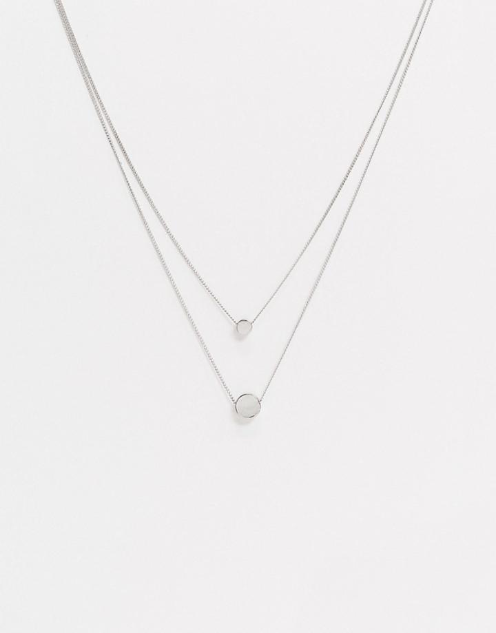 Asos Design Pack Of 2 Double Disc Necklaces In Silver Tone