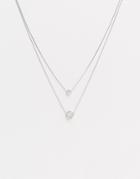 Asos Design Pack Of 2 Double Disc Necklaces In Silver Tone