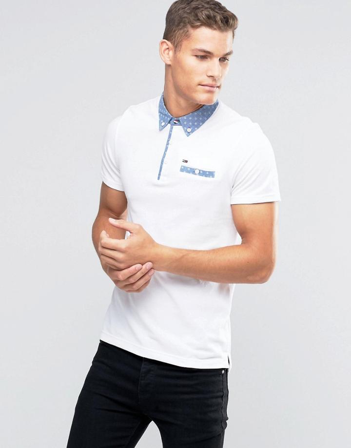 Tommy Hilfiger Denim Button Down Polo - White