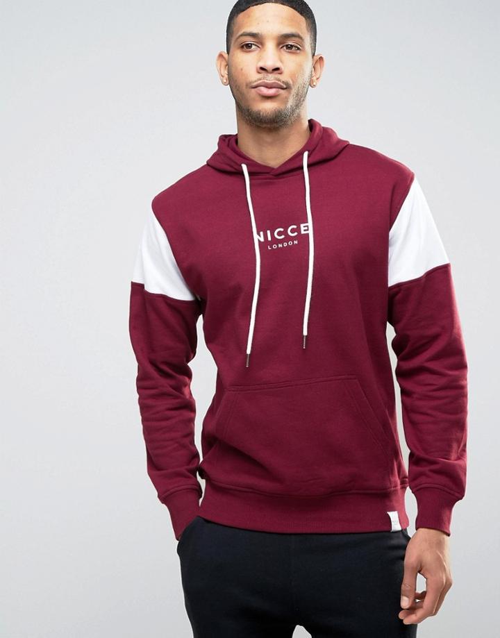 Nicce Ela Sleeve Panel Hoodie - Red