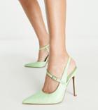 Asos Design Wide Fit Piano Asymetric High Heeled Shoes In Green