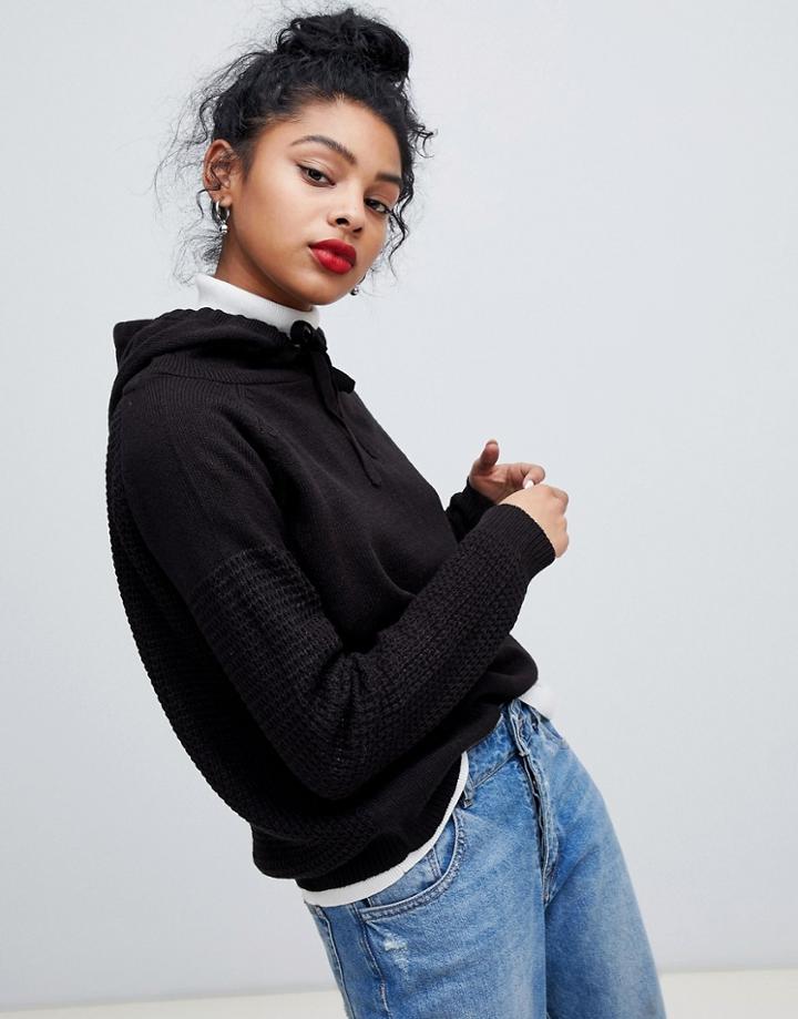 Noisy May Knitted Hoodie - Black