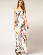 Asos Floral One Shoulder Maxi Dress - Multi