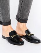 Asos Movie Leather Mule Loafers - Black