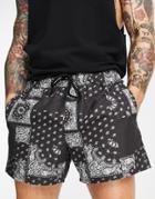 Asos Design Swim Shorts With Black Bandana Short Length