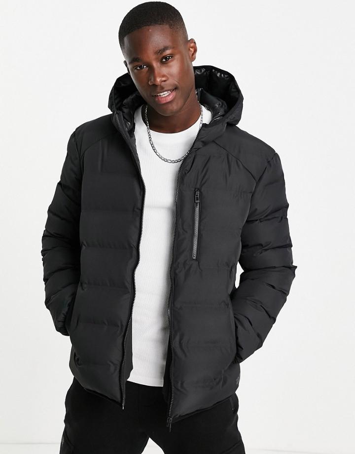Topman Recycled Quilted Liner Jacket With Padding In Black