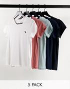 Abercrombie & Fitch 5 Pack Icon Logo Crew T-shirt In Multi