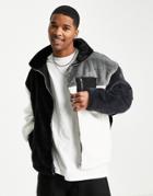 Liquor N Poker Micro Fur Jacket In Black And White Paneling-multi