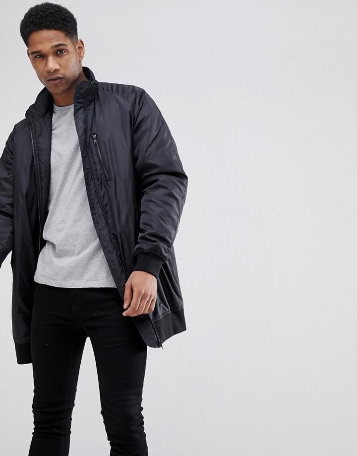 Stradivarius Funnel Neck Jacket In Black - Black