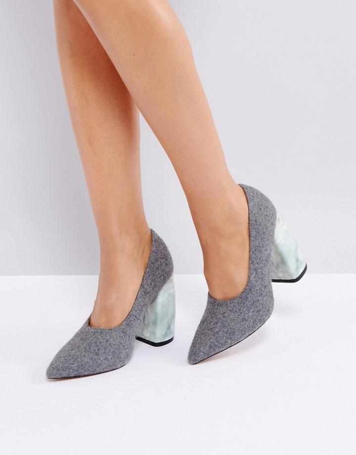 Asos White Peony Premium High Heels - Gray