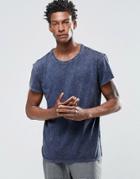 Selected Homme Acid Wash T-shirt - Navy