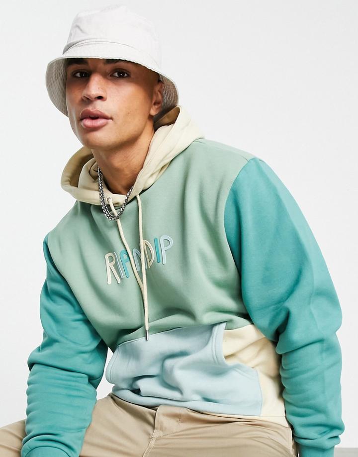 Ripndip Color Block Rubber Logo Hoodie In Green Multi
