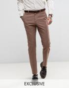Heart & Dagger Slim Wedding Suit Pants In Linen Mix - Brown
