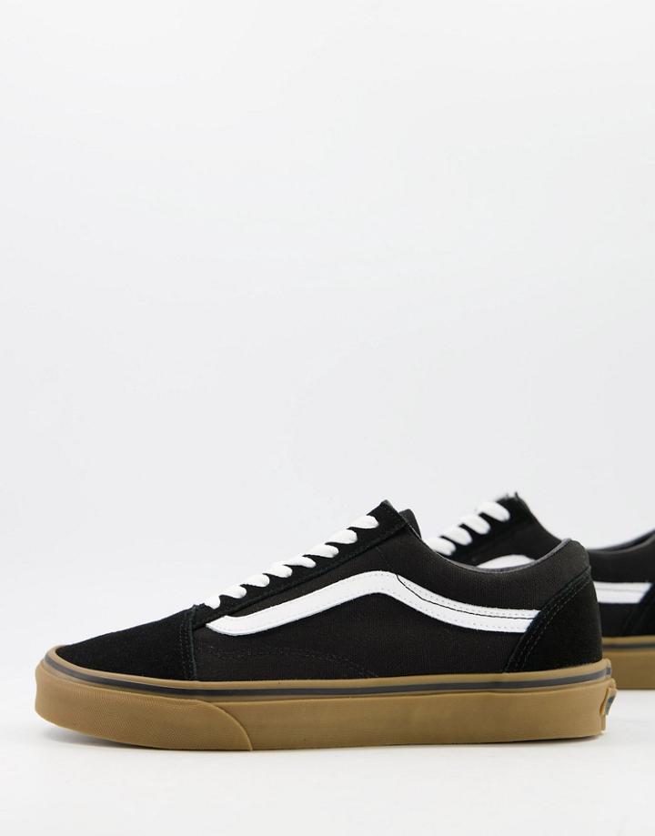 Vans Old Skool Gum Sole Sneakers In Black