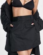 Topshop Nylon Mini Skirt In Black