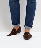 Asos Loafers In Brown Faux Suede With Snaffle Detail - Brown