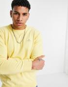 Gant Icon Logo Classic Cotton Knit Sweater In Brimstone Yellow Heather