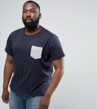 Brave Soul Plus Stripe Pocket T-shirt - Navy
