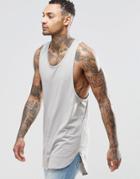 Asos Super Longline Vest With Step Hem And Extreme Racer Back In Grey - Gray