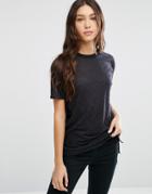 Asos Linen Mix T-shirt - Black
