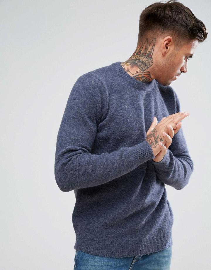 Pull & Bear Chunky Knit Sweater In Blue - Navy
