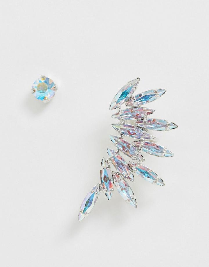 Krystal London Swarovski Crystal Eclectic Ear Cuff And Stud Set-clear