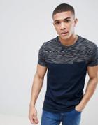 Asos Design T-shirt With Textured Yoke And Contrast Pocket In Navy
