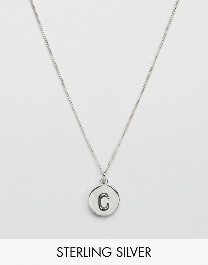 Fashionology Sterling Silver C Initial Necklace - Silver