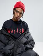 Wasted Paris Beanie With Logo In Red - Red