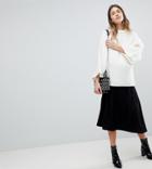 Asos Maternity Midi Skirt With Box Pleats - Black
