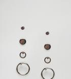 Asos Pack Of 4 Open Circle And Stud Earrings - Silver