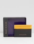 Smith And Canova Classic Leather Card Holder Black With Contrast - Bla