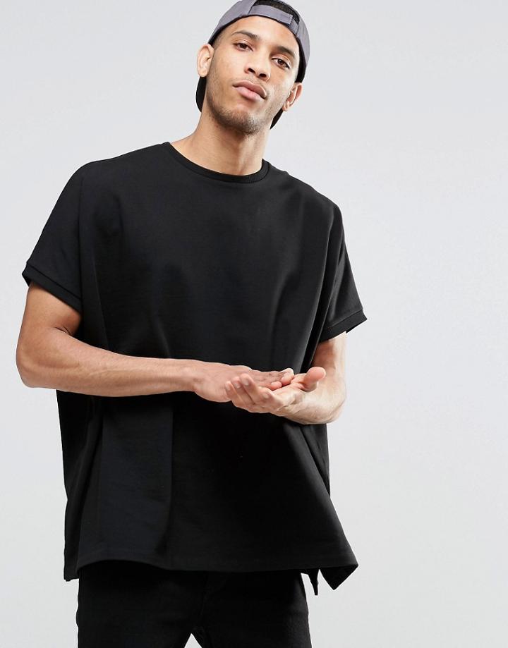 Asos Extreme Oversized T-shirt In Heavyweight Jersey In Black - Black