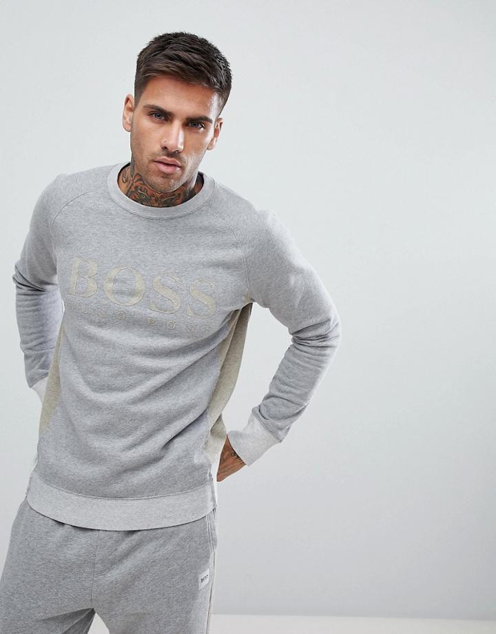 Boss Cut And Sew Raw Edge Crew Neck Sweat In Gray - Gray