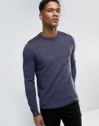 New Look Sweater With Shoulder Patch In Navy - Navy