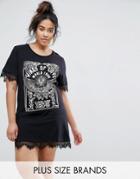 Brave Soul Plus Tour Dress With Lace Hem - Black