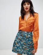 Vero Moda Textured Satin Blouse - Orange