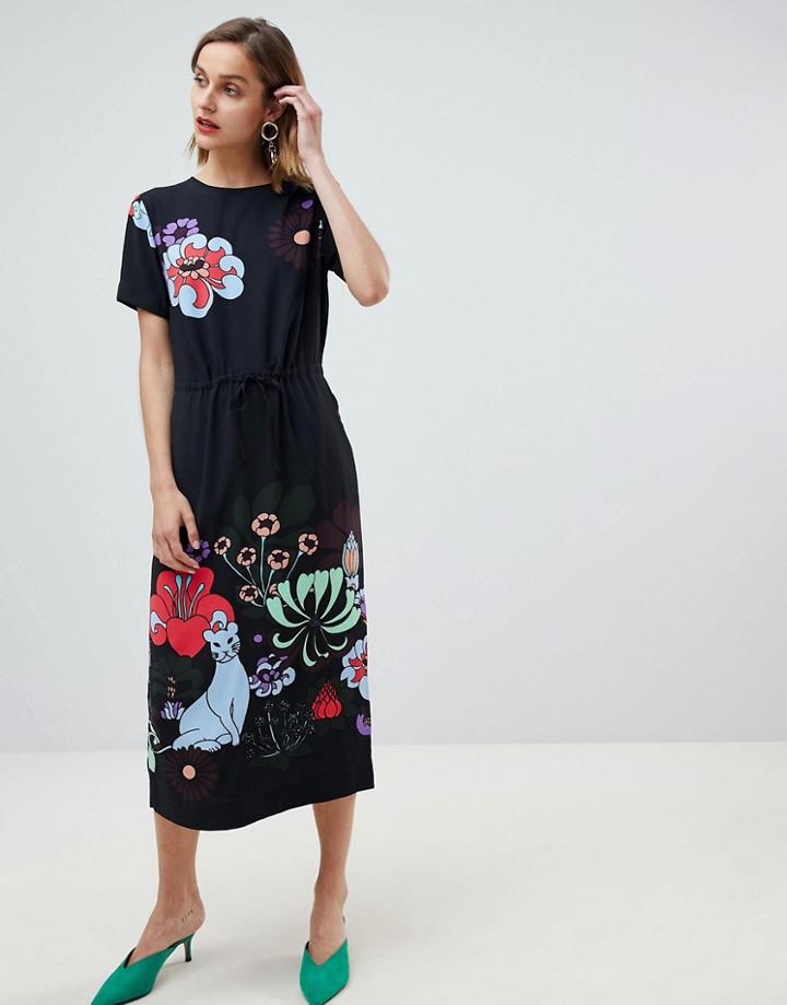 Essentiel Antwerp Retro Bloom Midaxi Dress - Navy