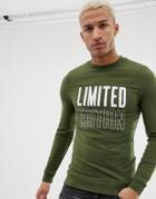Asos Design Muscle Sweatshirt With Limited Edition Text Print - Green