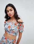 Boohoo Floral Bardot Crop Top - Multi