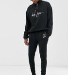 Asos Design Tall Two-piece Skinny Sweatpants With Placement Print With Dark Future Logo - Black