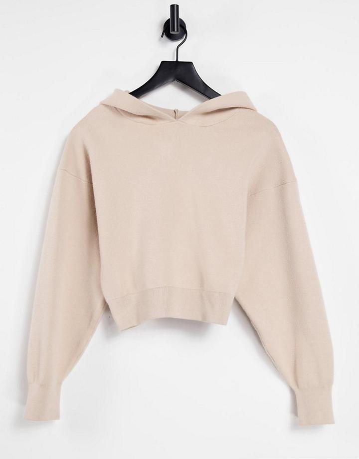 Asos Design Mix & Match Lounge Premium Knitted Hoodie In Biscuit-brown