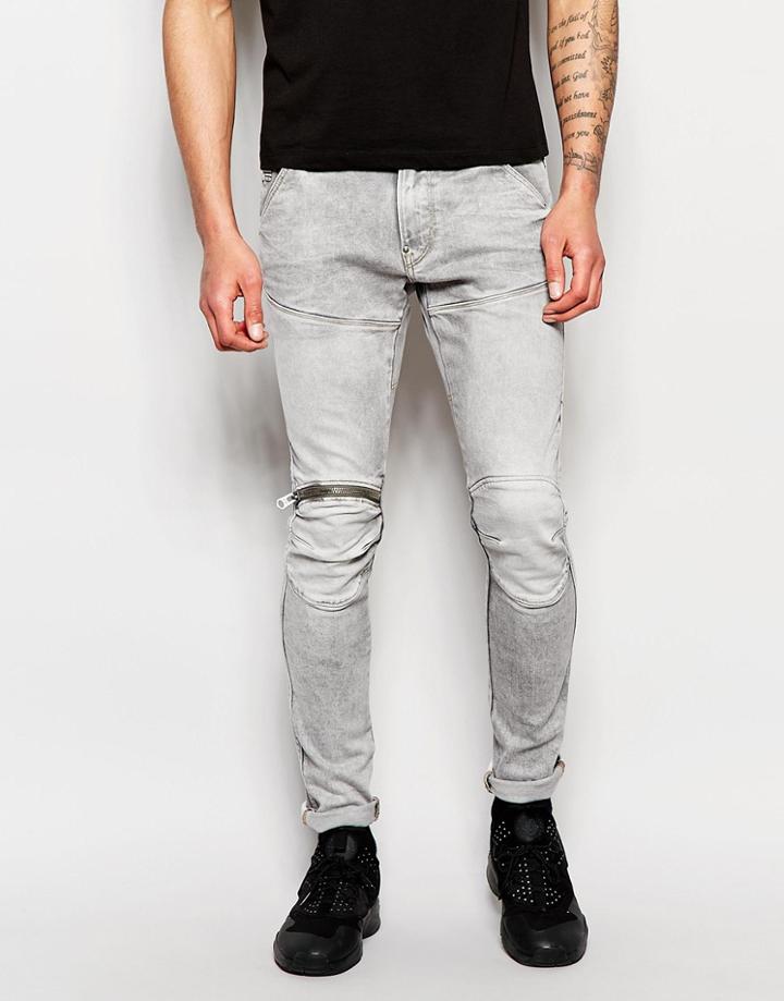 G-star Jeans Elwood 5620 3d Zip Knee Super Slim Stretch Light Aged Gray - Lt Aged