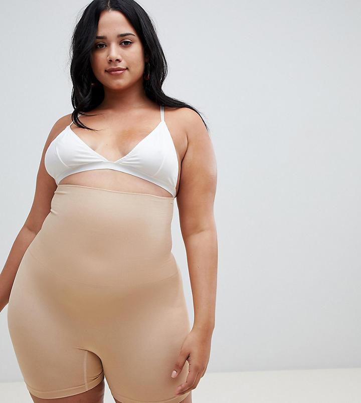 Asos Design Curve Shaping Seamless Control Short - Beige