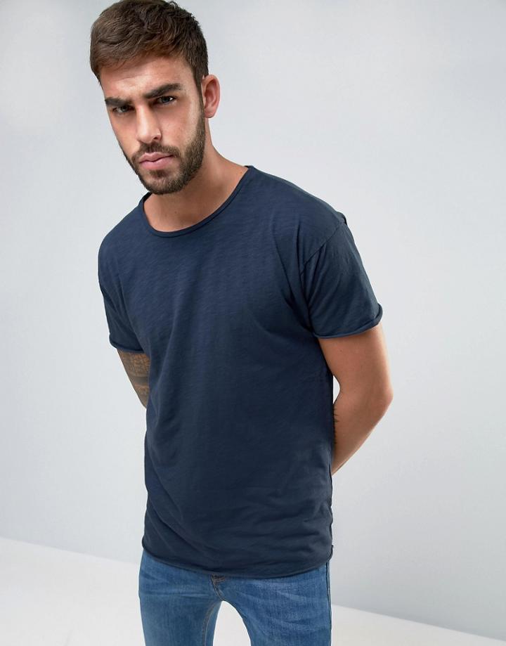 Nudie Raw Hem T-shirt - Navy